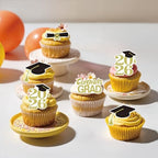50Pcs Edible 2026 Graduation Cupcake Toppers, Wafer Paper Class of 2026 Decorations Grad Cap Cupcake Picks for 2026 Graduation Theme Party Cake Decor (Gold)