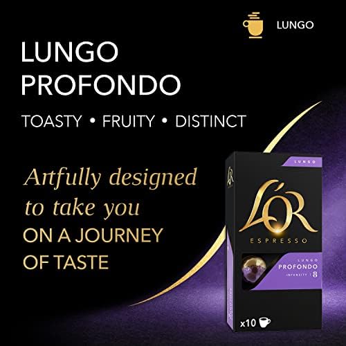 L'OR Espresso Capsules, 100 Count Profondo Lungo, Single-Serve Aluminum Coffee Capsules Compatible with the L'OR BARISTA System & *Nespresso Original Machines