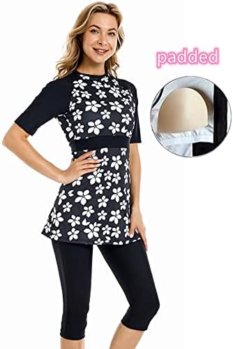 Modest Swimsuit Women's Rash Guard Short Sleeve Swimwear Modesty Swimming Costume Surfing Suit Burkini