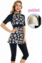 Modest Swimsuit Women's Rash Guard Short Sleeve Swimwear Modesty Swimming Costume Surfing Suit Burkini