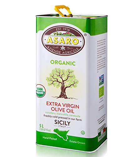 Asaro 5 Liter, Organic Extra Virgin Olive Oil Tin, 169.07 Fl Oz