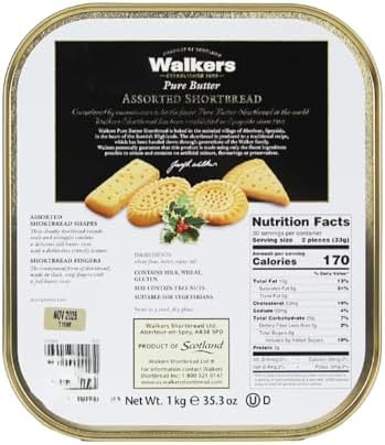 Walkers Shortbread Cookies, Pure Butter Traditional Scottish Recipe, Family Size Box, Authentic European Bakery Treats, No Artificial Flavors or Preservatives, 35.3 oz