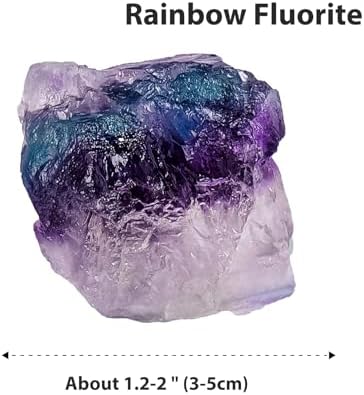 Apengshi Rainbow Fluorite Raw Crystals 2PCS Natural Rough Rocks Healing Crystal and Stones DIY Raw Stones Meditation Fountain Garden Home Decor