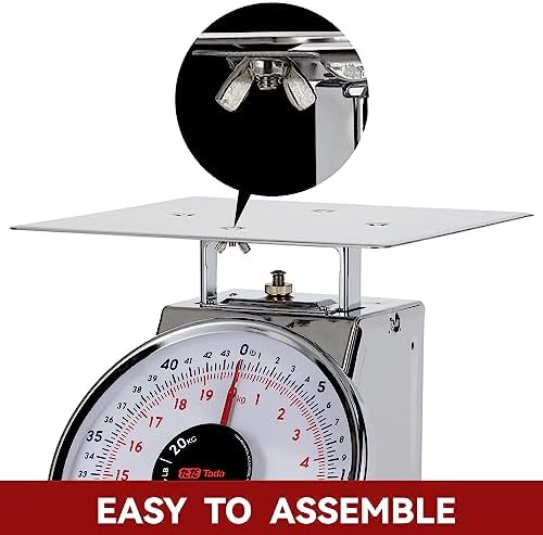 Tada 44 LBS Stainless Steel Mechanical Kitchen Scale Heavy Duty Portion-Control Food Scale Produce Scale with Stainless Steel Platform