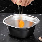 Zerodeko Fine Mesh Colander with Basin 9.05 Inch Square Stainless Steel Vegetable Fruit Drain Basket and Mixing Basin for Kitchen Washing and Food Straining