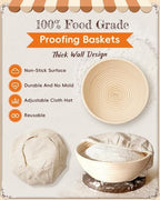 Complete Sourdough Starter Kit | Easy to Clean & Use for Beginners & Bakers | Natural Rattan Proofing Basket with Full Accessories | Sourdough Bread Baking Supplies for Bakers Women Wife