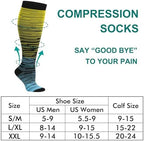 Double Couple 3 Pairs Compression Socks for Women Men 20-30mmhg Knee High Stocking for Sports Running Travel Nurses