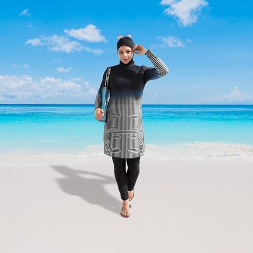 Dalaura Muslim Burkini Swimsuits for Women 3-Piece Set with Hijab – Full Coverage Modest Swimwear for Women
