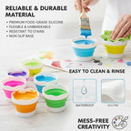 4 PCS Collapsible Paint Brush Washer Multifunctional Collapsible Bucket Foldable Water Cup Portable Silicone Washing Bucket Brush Holder Mini Foldable Washing Buckets for Watercolor Oil Painting