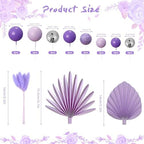 38 PCS Balls Cake Toppers Palm Leaves Cake Decorations for Birthday Wedding Baby Shower Party Supplies (Purple)