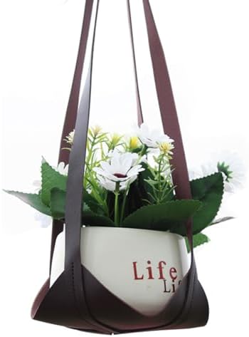 Leather Plant Hanger, Creative PU Leather Plant Hanger Decorative Flower Pot Holder, Hanging Plant Pot for Plants Hanging Planters for Indoor Plants (Coffee)