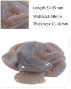 Nupuyai Natural Crystal Agate Druzy Geode Stone Sea Turtle Statue, Hand Carved Stone Animal Figurine Specimen Collectible Ornament for Home Office Decoartion Indoor Outdoor Garden