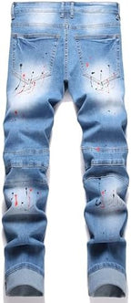 QIMYUM Men's Slim Fit Jeans Ripped Skinny Jeans for Men, Fashion Biker Jeans Stretch Moto Cargo Denim Pants