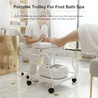Beauty Salon Nail Or Foot Bath Spa Portable Esthetician Trolley Cart for Foot Rest Pedicure Manicure Funiture Massage Table Salon Supplies 2 Way Use 3 Color Option Elitzia (White)