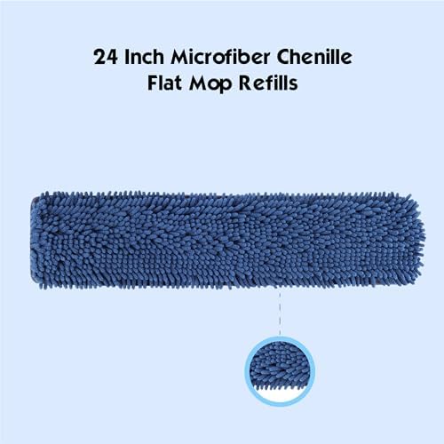 LTWHOME 24 Inch Microfiber Chenille Coral Washable Flat Mop Pad Refills(Pack of 6)
