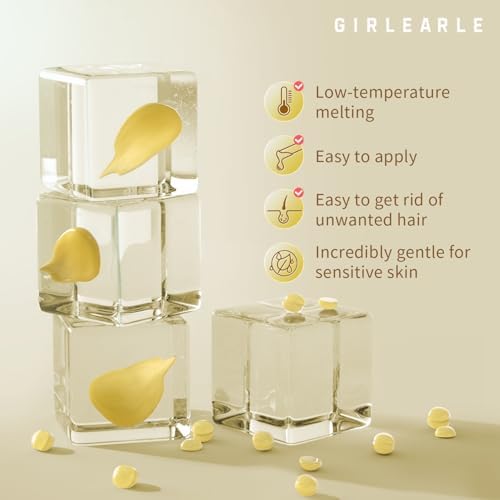 GIRLEARLE Hard Wax Beads, 1lb Honey Wax Beans for Hair Removal, Hard Wax for Sensitive Skin at Home, Wax Refill Perfect for Brazilian Bikini, Legs, Facial, Eyebrow and Full Body for Women and Men