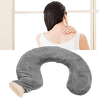 U Shaped Hot Water Bottle Warm Neck Soft Rubber Hot Water Bag with Detachable Cloth Cover (Grey)