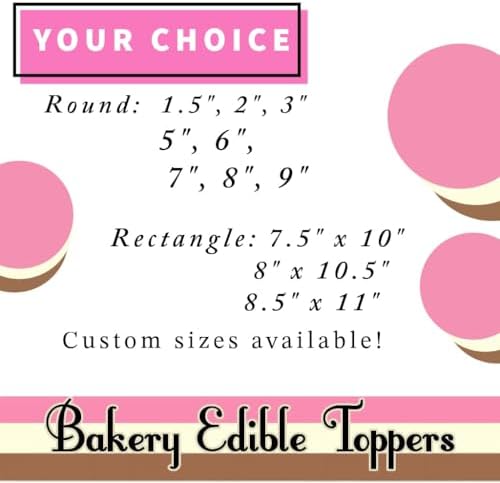 CUSTOM EDIBLE PHOTO CAKE TOPPER: Make Your Celebration Truly One-Of-A-Kind! Upload Your Photos for an Eye-Catching, Personalized Topper. Add a Burn-Away Topper or Photo Cup. 5", 6", 7", 8", or 9" rnd