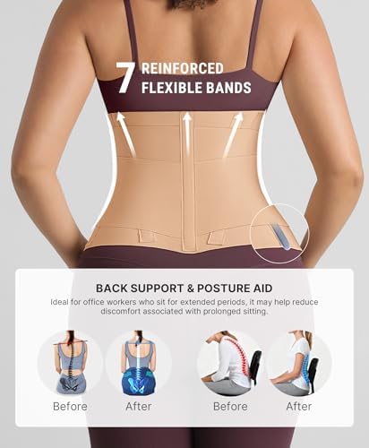 FeelinGirl Waist Trainer Belt for Women Waist Cincher Waist Trimmer Corset Adjustable Hook Loop Tummy Control Slimming