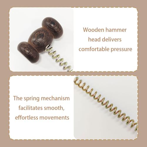 Wooden Spring Massage Hammer,Long Size Manual Lymphatic Drainage Massage Hammer,Wood Therapy Body Massager,Brown,15.5 Inches,1 Piece