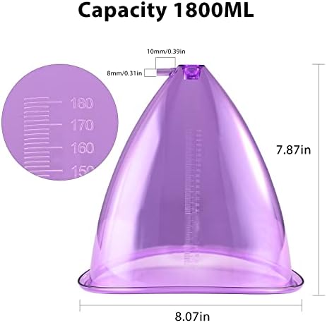 Vacuum Cupping Machine Accessories, Meifuly Premium 1800ML Extra-Large Vacuum Buttocks Lifting Butt Cups Cupping with Y Type Hose (1 Pair)