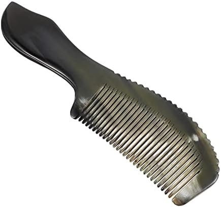 DOITOOL Natural Ox Horn Comb Handmade Buffalo Horn Fine Tooth Hair Combs with Handle Portable Massage Anti- static Elegant Hairdressing for Women Girls