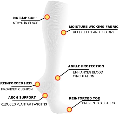 HYCOPROT Compression Socks for Women & Men Circulation (3 Pairs) 15-20 mmHg for Athletics Running Nurses Pregnancy Travel