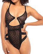 Womens Sheer Lingerie Embroidered Jacquard Mesh Polka Dot Lace Underwear Costumes