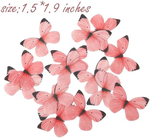 50PCS Edible Butterflies for Cake Decorating Pink Butterfly Cake and Cupcake Toppers Small Pastel Wafer Paper butterfly Decor for Wedding Baby shower Birthday Cake Topper Pink