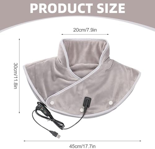 Heating Pad for Neck and Shoulders USB Electric Heated Electric Heating Pad with 3 Temp ＆ Massage Settings Auto Shut-Off Vibrating Heating Pad Gifts for Women Man Mom Dad (Gray)