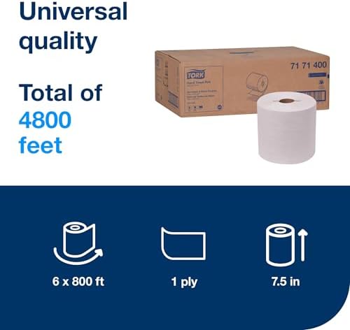 Tork Hand Towel Roll, Natural White, Universal, H71, Large, 100% Recycled, 1-Ply, White, 6 Rolls x 800 ft, 7171400