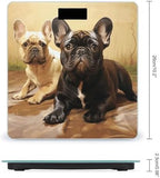 Cute French Bulldog Graphics Scale for Body Weight Automatic On Or Off Digital Scale 4-Sensor Bathroom BMI Scales Bright LED Display and Clear Numbers Scales for Pet Bedroom