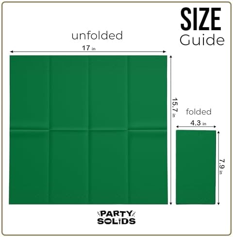 Party Solids Emerald Green Dinner Napkins Disposable 8" x 4" Folded - 40 Pcs 2 Ply Emerald Green Napkins Disposable Paper Guest Towels for Bathrooms, Dinners, Everyday Parties & Party Supplies