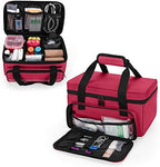 CURMIO Small First Aid Bag Empty, Family First Aid Kit Case, Medicine Storage Organizer Box For Home And Travel, Red (Patent Pending)