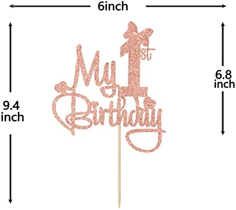 Rose Gold Glitter My 1st Birthday Cake Topper, Miss Onederful/Happy 1st Birthday/Wild One, Funny Baby Shower Party Decorations Supplies