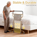Bed Rails for Elderly Adults Safety - Adjustable Bed Assist Rails for Seniors with Non-Slip Ergonomic Handle & Storage Pocket, Bed Cane with 360° Swivel Dual Feet Supports Up to 350 LBS, Easy Assembly