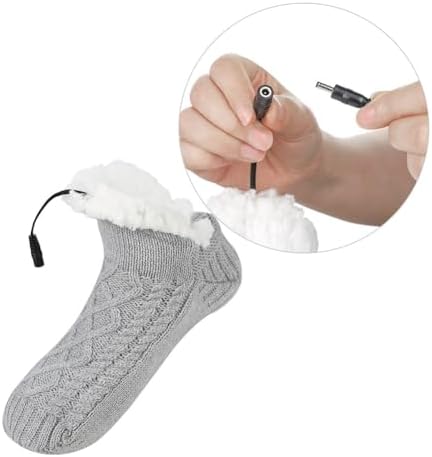 USB Heated Socks Slippers Winter Electric Heating Pad Thermal House Heating Slipper Socks Plush Knitted Foot Heater Slippers Anti-Slip Bootie Footwear Warmers Footwear Shoes for Indoor Room