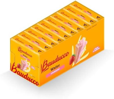 Bauducco Wafer Cookies, Strawberry, 28 oz (Pack of 10) - Crispy Layered Wafers with Rich Strawberry Cream Filling - Indulgent Sweet Snacks, Desserts & Treats - Individually Wrapped