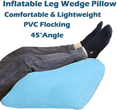 Inflatable Wedge Pillow for Leg Elevation - Leg Support Stool Cushion for Bedridden Elderly Swelling Circulation Pain Relief, 20" x 16" x 10", Set of 1