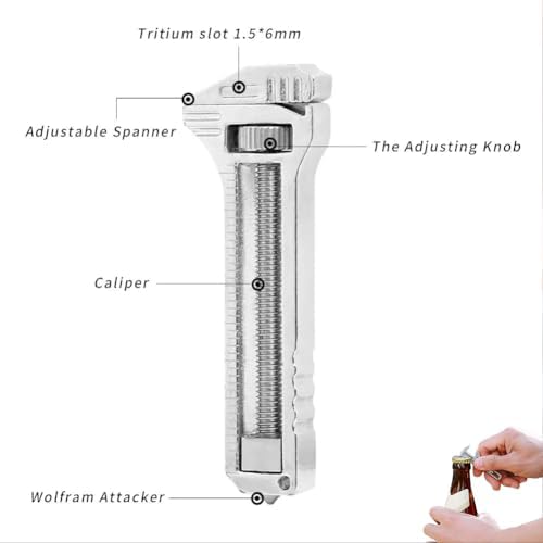 Compact Titanium Multi-tool, Mini Multitool Wrench Alloy Multi-tool for Everyday Prep, Multifunctional Bottle Opener Keychain, Adjustable Wrench for Outdoor Camping Hiking(2ps)