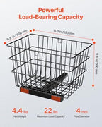 VEVOR Scooter Rear Basket, Heavy Duty Metal Wire Basket with Handle, Spacious Cargo Basket, Works with 1-inch Receiver, Compatible with Most Golden, Drive & Pride Mobility Scooter