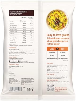 Mille Unpolished Foxtail & Little Millet Combo | Naturally Gluten-Free Ancient Grains | High Protein & Fiber | Rice Alternative for Healthy Meals | 15.87 Oz Each (Pack of 2)