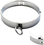 BDSM Collar Metal Choker with Fetish Nipple Clamps and Clit Clip M letter Necklace for Women Men SM Breast Stimulation Sex Toys for Women and Men Couple (Diameter:4.72 inch/12 cm, Silver-0)
