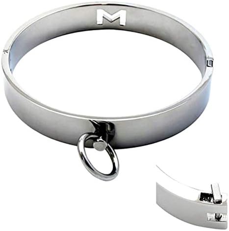 BDSM Collar Metal Choker with Fetish Nipple Clamps and Clit Clip M letter Necklace for Women Men SM Breast Stimulation Sex Toys for Women and Men Couple (Diameter:4.72 inch/12 cm, Silver-0)