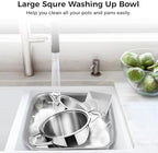 yeesport Stainless Steel Washing Up Bowl, Multi-Purpose Dish Tub for Sink, Large Square Container for Kitchen, Vegetable Washing Basin, Sturdy Dishpan for Home