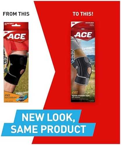 ACE Brand Adjustable Knee Brace with Side Stabilizers Provides Support & Compression to Arthritic and Painful Knee Joints