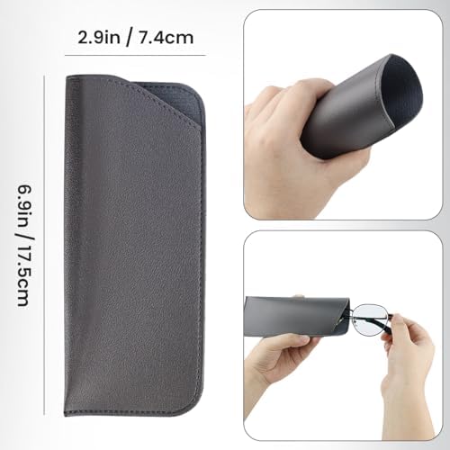 yuntop 4 Pack Soft Leather Glasses Case 7x3 Inch Eyeglasses Pouch Portable PU Leather Glasses Pouch