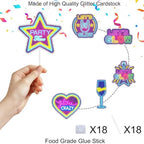 18-piece neon cupcake toppers set Let's Glow Hip Hop Happy Birthday decorations for boys and girls themed birthday parties, kids neon theme parties, and glow crazy themed party decorations. SugarGera