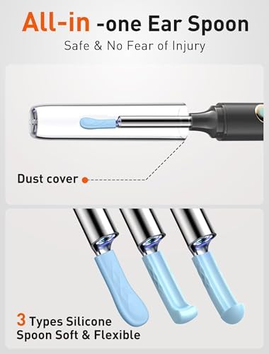 DEETOK Ear Wax Removal Tool Camera - Ear Cleaner with 1080P HD Camera, FSA HSA Store Eligible, Otoscope with Light, Earwax Removal Kit with 50 Replacement Tips for iPhone, iPad, Android Phones (Black)