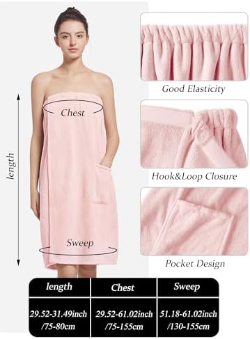 Women'S Soft Wrap Towel Full Length，Bath Robe After Shower Female Plush Long，Spa Bathrobes Lightweight With Pockets